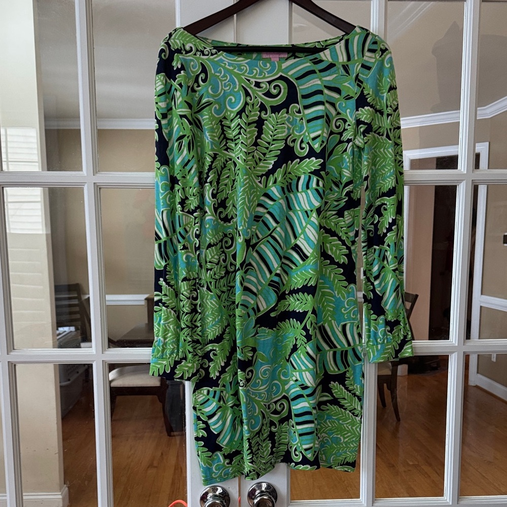 Lilly Pulitzer Green and Blue Leaf Print Dress